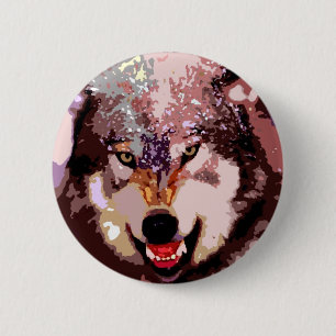 Badge Rond 5 Cm Loup en neige