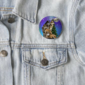 Badge Rond 5 Cm Loup et lune (En situation)
