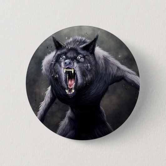 Badge Rond 5 Cm loup-garou effrayant (Devant)