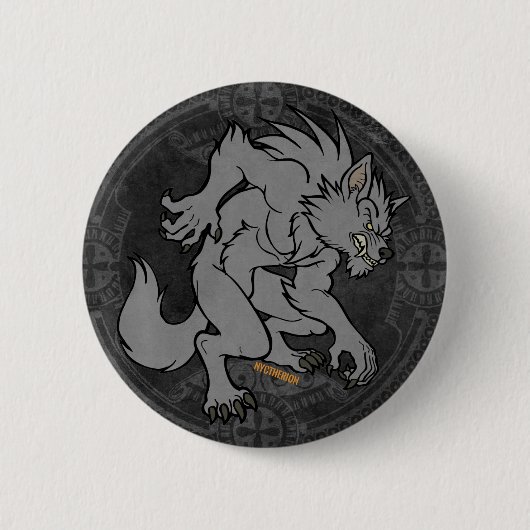 Badge Rond 5 Cm Loup-garou gris (Devant)