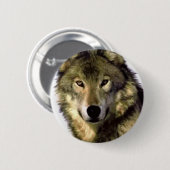 Badge Rond 5 Cm Loup gris (Devant & derrière)