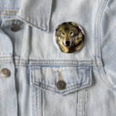 Badge Rond 5 Cm Loup gris (En situation)