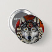 Badge Rond 5 Cm Loup Gris (Devant & derrière)