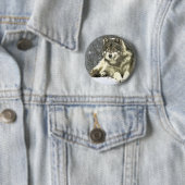 Badge Rond 5 Cm Loup gris (En situation)