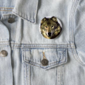 Badge Rond 5 Cm Loup gris (En situation)