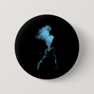 Badge Rond 5 Cm Loup hurlant à la lune Nuit étoilée Loups Anima