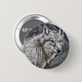 Badge Rond 5 Cm Loup [Insigne rond d'étui] (Devant & derrière)