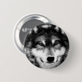 Badge Rond 5 Cm Loup noir et blanc (Devant & derrière)