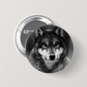 Badge Rond 5 Cm Loup noir et blanc (Devant & derrière)