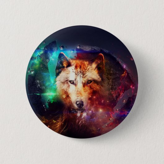 Badge Rond 5 Cm Loup peinture abstraite (Devant)