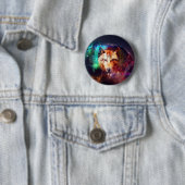 Badge Rond 5 Cm Loup peinture abstraite (En situation)