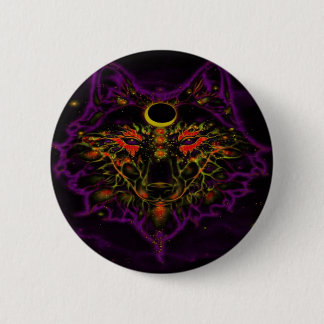 Badge Rond 5 Cm Loup pourpre au néon mythique