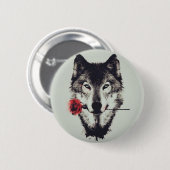 Badge Rond 5 Cm Loup Romantique (Devant & derrière)