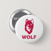 Badge Rond 5 Cm Loup (rouge) (Devant & derrière)