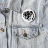 Badge Rond 5 Cm Loup sauvage (En situation)