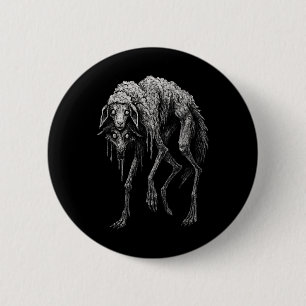 Badge Rond 5 Cm Loup sinistre mouton horreur effrayant folklore go