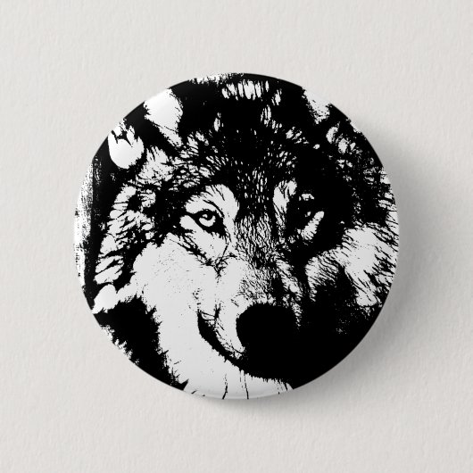 Badge Rond 5 Cm Loup solitaire (Devant)