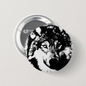 Badge Rond 5 Cm Loup solitaire (Devant & derrière)
