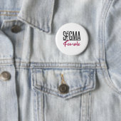 Badge Rond 5 Cm Loup solitaire féminin de Sigma (En situation)