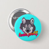 Badge Rond 5 Cm Loup solitaire, style des années 80 ! (Devant & derrière)