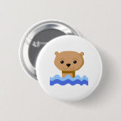 Badge Rond 5 Cm Loutre de natation (Devant & derrière)