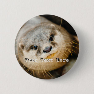 Badge Rond 5 Cm Loutre mignonne, portrait animal, photographie de