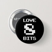 Badge Rond 5 Cm Love 8 bits (Devant & derrière)