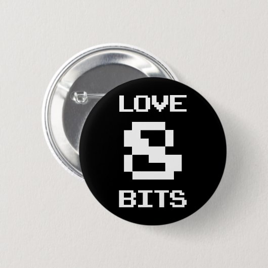 Badge Rond 5 Cm Love 8 bits (Devant & derrière)