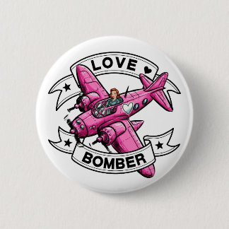 Badge Rond 5 Cm Love Bomber Pilot Pink