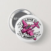 Badge Rond 5 Cm Love Bomber Pilot Pink (Devant & derrière)