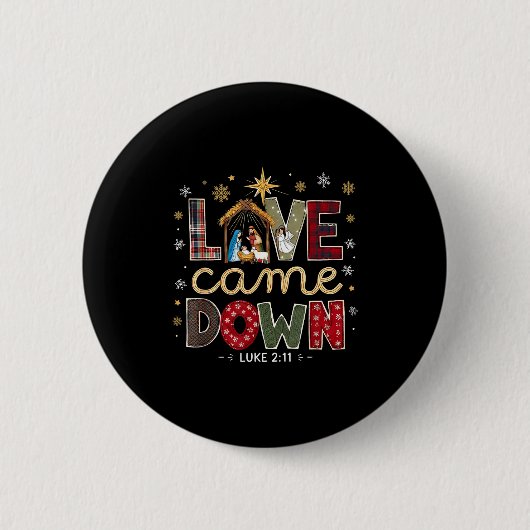 Badge Rond 5 Cm Love Came Down Luke 2_11 Patchwork Christmas Art  (Devant)