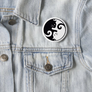 Badge Rond 5 Cm Love Cats Ying Yang