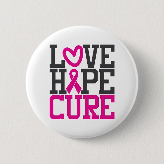 Badge Rond 5 Cm Love Hope Cure | Breast Cancer (Devant)