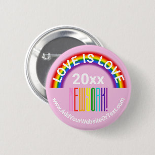 Badge Rond 5 Cm Love is Love New York Pride LGBT Rainbow Gay Party