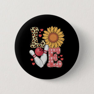 Badge Rond 5 Cm Love Leopard Sunflower Bowling Valentine Bowling P