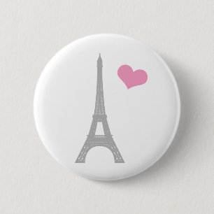 Badge Rond 5 Cm Love Paris Button Pin