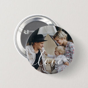 Badge Rond 5 Cm 'Love' Photo de famille personnalisée avec nom per