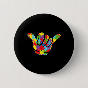 Badge Rond 5 Cm Love Puzzle Main Sign Language Sensibilisation sur
