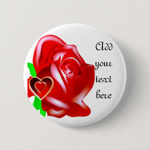 Badge Rond 5 Cm Love-Rose & Heart_