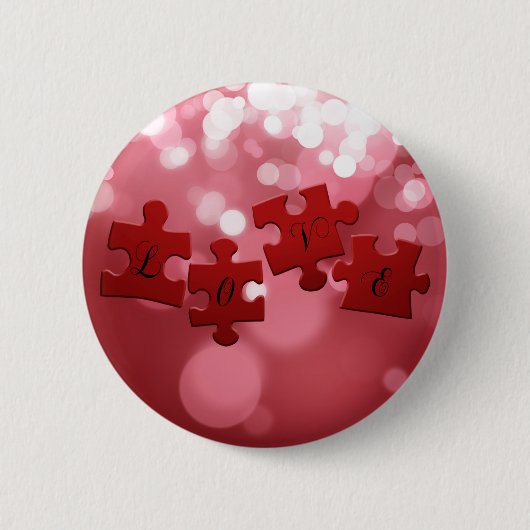 Badge Rond 5 Cm Love Script Puzzle Pieces (Devant)