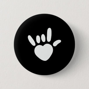 Badge Rond 5 Cm Love Sign American Sign Language Deaf Awareness He