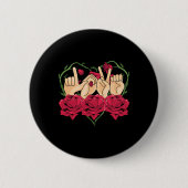 Badge Rond 5 Cm Love Sign Language Rose Coeur ASL Sensibilisation (Devant)