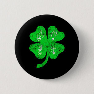 Badge Rond 5 Cm Love Sign Language St Patrick's Day Sensibilisatio