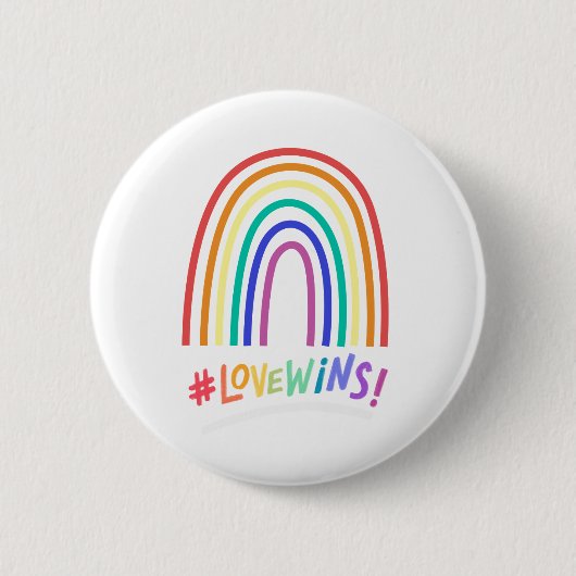 Badge Rond 5 Cm Love Wins Fun Rainbow Text (Devant)