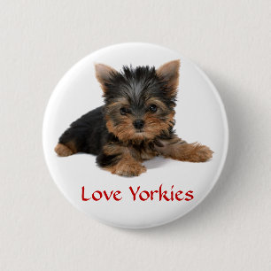 Badge Rond 5 Cm Love Yorkies Puppy Button Pin