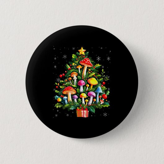 Badge Rond 5 Cm Lover Xmas Mushroom Christmas Tree (Devant)