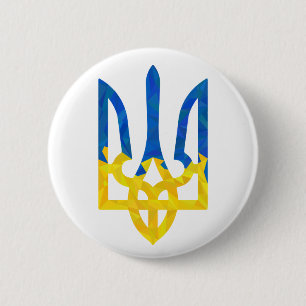 Badge Rond 5 Cm Low polygonal Ukrainian trident