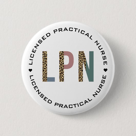 Badge Rond 5 Cm LPN Licence Pratique Infirmière Leopard Typographi (Devant)