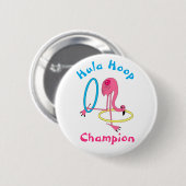 Badge Rond 5 Cm Luau Party Flamingo Hula Hoop Champion 3" Button (Devant & derrière)