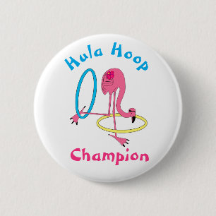 Badge Rond 5 Cm Luau Party Flamingo Hula Hoop Champion 3" Button